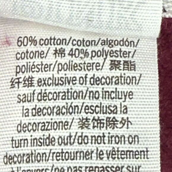 PINK Victoria's Secret Lace-Up Hoodie burgundy with black white stripe sleeves s - Picture 6 of 9